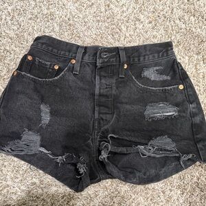 Levi’s Black Distressed Women Shorts